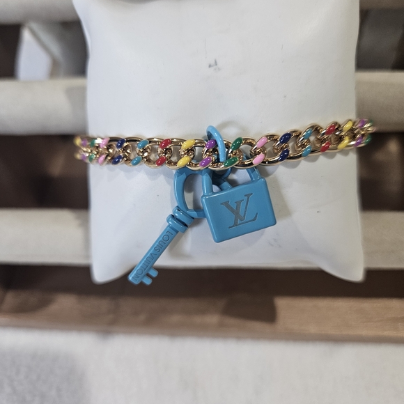Louis Vuitton Colorful Chain Bracelet with Blue Charm - Picture 1 of 2